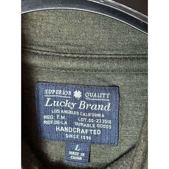 Lucky Brand Sweater Mens XL Green 1/4 Button Collar Long Sleeve Pockets 7M61122 - Picture 4 of 10